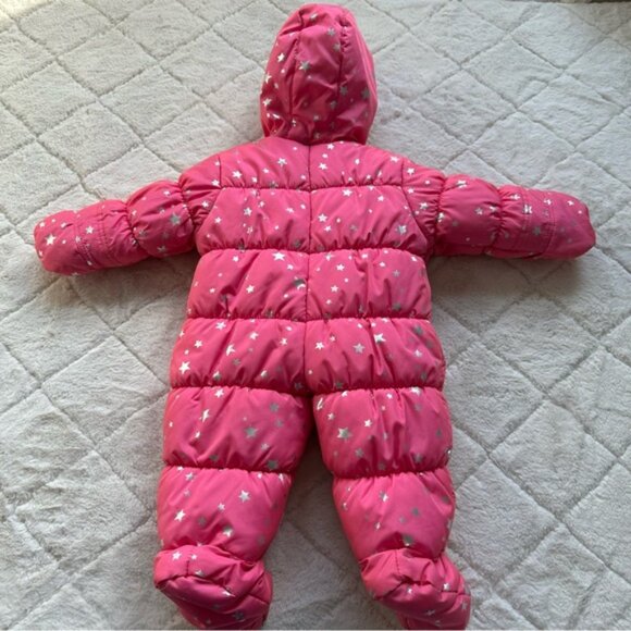 Carters | Pink and Silver Stars One Piece Snowsuit Pram | Size 6-9 Months - Picture 6 of 8